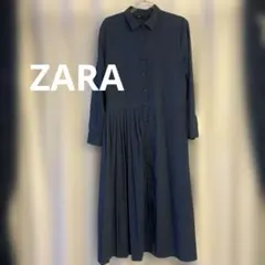 ZARA ダークブルー 長袖ロングワンピース
