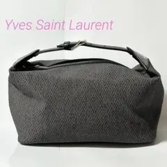 イヴ・サンローラン　PVC カーフ レザー ハンド バッグ ブラック グレー