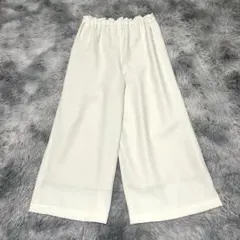 【アルファキュービック】イージーワイドパンツ ホワイトM ウエストフリル【美品】のサムネイル