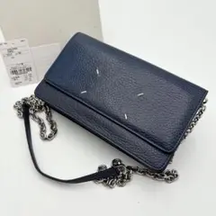 メゾンマルジェラ チェーンウォレット ショルダーバッグ ネイビー レザー