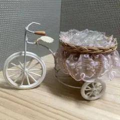 自転車型 籐製バスケット レース付き