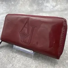 【極美品】ARMANI JEANS アルマーニジーンズ　長財布　ジッピー　赤のサムネイル