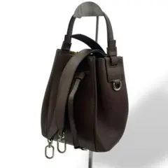 極美品　フルラ　ミアステラ　巾着　2way ショルダーバッグ　現行　レザー　茶