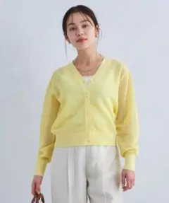 green label relaxing メッシュ Vネックニット カーディガンのサムネイル