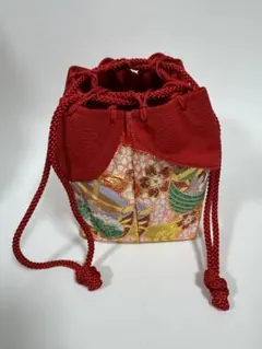 巾着バッグ 赤 着物　小物