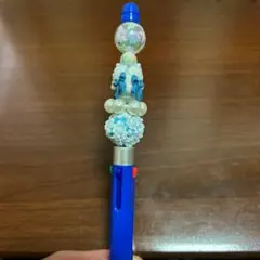 ビーズ装飾ボールペン 青