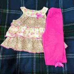 ビタミンズキッズレオパード柄薔薇セットアップリボン付8090