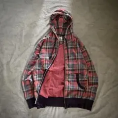 00s old uniqlo plaid zip up hoodie pink