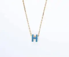 hネックレス Hモチーフ hロゴ ブルー　ポップh