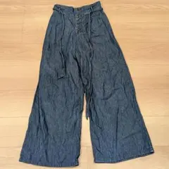 GU デニム ワイドパンツ インディゴ Lのサムネイル