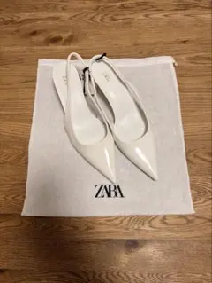 ZARA ホワイト ポインテッドトゥ ミュール
