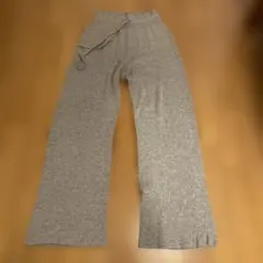 UNIQLO ウォッシャブルリブニット ワイドパンツ　グレー　L