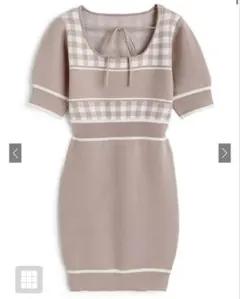 GRL グレイル ギンガムチェック柄配色ラインニットミニワンピース