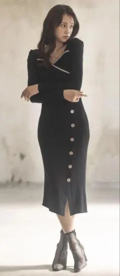 ROYAL PARTY パイピングカシュクールタイトワンピース