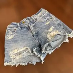 ロデオクラウンズ　ダメージデニムショートパンツ S