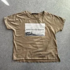 00s vintage 短丈 ボックスシルエット フォトT ベージュ Fサイズのサムネイル