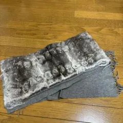 クリーニング済 美品 KUMIKYOKU グレー ファー 付きマフラー