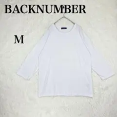 【バックナンバー】ホワイト ラウンドネック コットン混 長袖カットソー M