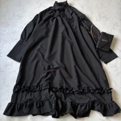 新品　5XL　フリルカラーワンピース　ゴスロリ　ロリータ　リボン◆7029