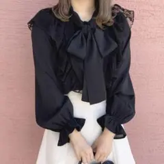 après jour レースxボウタイブラウス