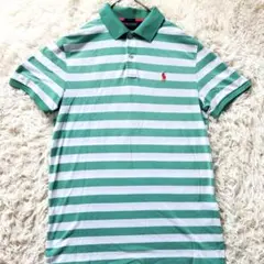 POLO GOLF ラルフローレン ボーダーポロシャツ M グリーンのサムネイル