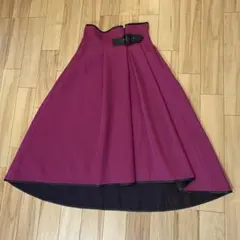 日本製★ADORE黒ベルト付フィッシュテールスカート　マゼンタ　タックフレアのサムネイル