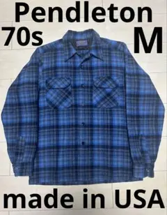 PENDLETON チェックネルシャツ M USA製 ウールシャツ70sオンブレ