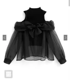 GRL シアーリボンシャツドッキングリブニットトップス