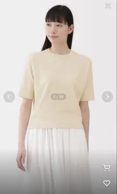 無印　ＵＶカット強撚コットン五分袖セーター　アイボリー　S