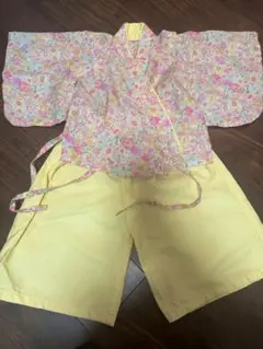 ハンドメイド品★花柄着物　袴　80〜90㎝