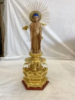 阿弥陀佛 仏像 寺仏 鍍金仏 全高約110cm 香木 廃寺流れ コレクター放出