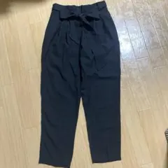 one way リボン付き ハイウエスト テーパードパンツ バックゴム M