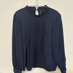 HK WORKS LONDON ブラウス　ネイビー　オフィスカジュアル