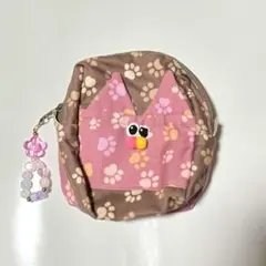 ハンドメイド　ミニポーチ　猫　ピンク　マチあり　ストラップ付　お花
