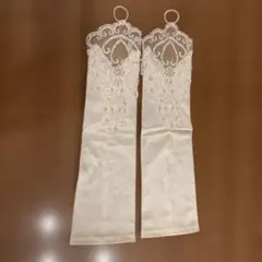 アイボリー レース付きウェディンググローブ