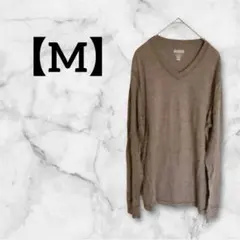 ✨一点限り✨【M】ブラウン Vネック 長袖 トップス　Tシャツ