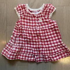 MIKI HOUSE 赤白チェック ワンピース 80のサムネイル
