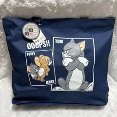 トムとジェリー トートバッグ ネイビー　ビッグ