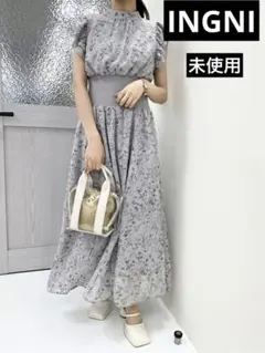INGNI 未使用　ウエストリプ花柄シフォンフリルワンピース