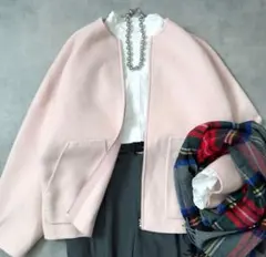 美品　uncrave アンクレイヴ　リバーコート　ショート　ノーカラー　ピンク 2025年最新】uncrave コート ピンクの人気アイテム - メルカリ