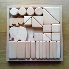 木製ブロック　積み木セット　天然木