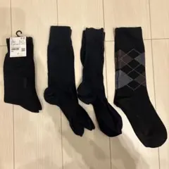 ユニクロ ヒートテックソックス ブラック 25ー27cm ＆ 中古ソックス3足