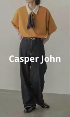 CASPER JOHN クレリックポロ オレンジ 実寸M~L きれいめ ルーズのサムネイル