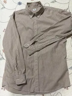 UNIQLO ユニクロ ストライプシャツ 長袖 メンズ ブラウン L