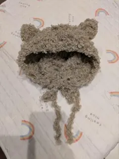 くま耳　ベビーボンネット　ハンドメイド　ふわふわ毛糸