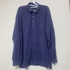 90sビンテージ GUESS Classics 長袖ポロシャツ フェードネイビー