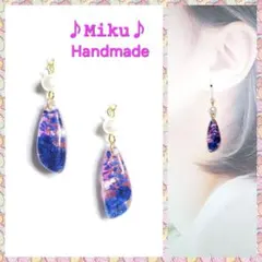 No.614-A　ドライフラワー☆かすみ草☆レジン☆ピアス・イヤリング