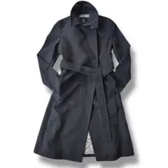 カシミヤ100% INED イネド ベルテッドロングコート ダークネイビー　黒