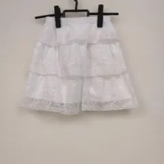 ホワイト レース 3段フリルスカート