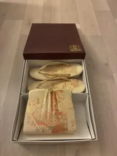 佐賀錦　金色 草履 &バッグ　収納箱付き　23センチ